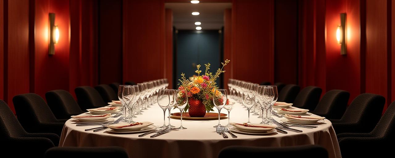 Table dressée dans le salon privé du restaurant La Lave Gourmande